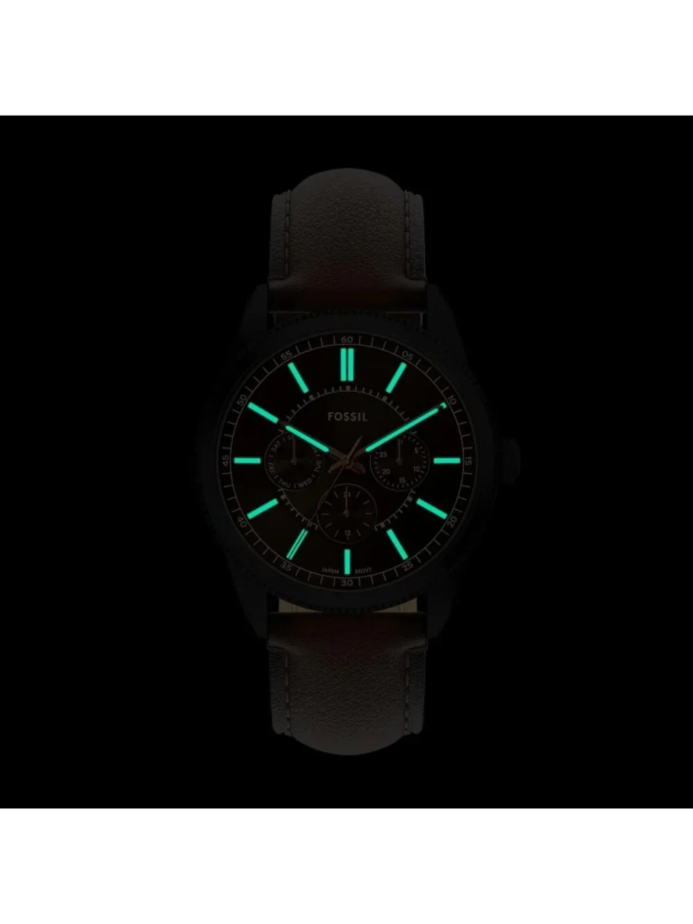 Men's Brown/Black Pearson Multifunction Leather Strap Waterproof Wrist Watch